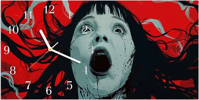 Produktbild von Wanduhr aus Glas mit Motiv Schreiende Person- 60 x 30 cm - inkl. Aufhängesystem