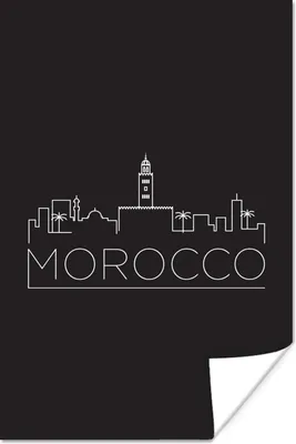 Produktbild von MuchoWow® Poster Skyline "Marokko" auf schwarzem Hintergrund 20x30 cm - Papierdruck