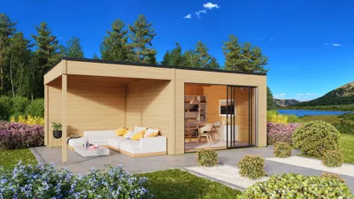 Produktbild von Fjordholz Gartenhaus Modell Q-BIC Alu 70 A + SD