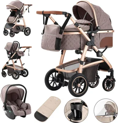 Obrázok produktu pre Detský kočík, ľahko skladateľný, multifunkčný dizajn, SK20-KHAKI