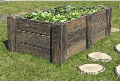 Produktbild von Beton Hochbeet Big Antik dunkel braun mit vormontiertem Gewinde 220 cm x 120 cm x 69 cm