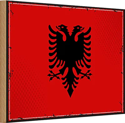 Produktbild von Holzschild Flagge Albanien 30x20cm Retro Flag Albania