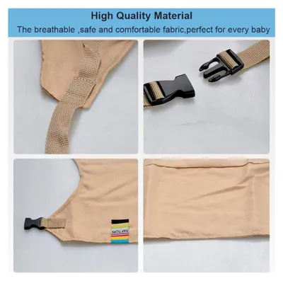 Produktbild von Faltbarer tragbarer Esszimmerstuhl mit Sicherheitsgurt für Babys und Kleinkinder (Khaki)