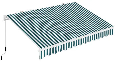 Zdjęcie produktu dla Markiza Outsunny z przegubowym ramieniem i korbą, regulowana wysokość, ochrona przeciwsłoneczna, odporna na promieniowanie UV, markiza balkonowa z uchwytem ściennym, markiza przeciwsłoneczna o szerokości 395 cm na taras, balkon, biała + zielona
