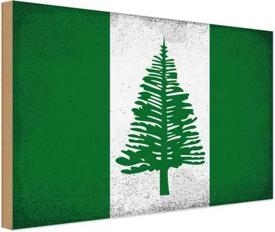 Produktbild von vianmo Holzschild 20x30 cm Norfolkinsel Vintage Flagge Fahne Wappen