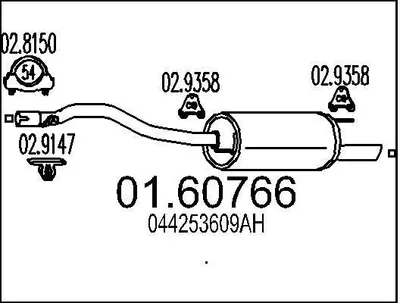 Produktbild von MTS 01.60766 Endschalldämpfer für VW Transporter IV Bus (70B, 70C, 7DB, 7DK, 70J, 70K, 7DC, 7DJ) Auspuff