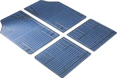 Produktbild von WALSER Universal Auto-Gummimatten-Set, Automatten 4-teilig zuschneidbar, Universal Fußraummatte Auto, PKW-Fußraummatten blau/schwarz