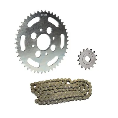 Productafbeelding van Kettingset, 3-delig, zilver, 15/46 tanden, geschikt voor Hercules MK 1 2 S (spokevelgen) / MK 3 4 / Supra 4 Enduro