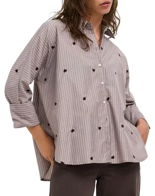 Produktbild von ONLY ONLNEW LINA GRACE STR EMB SHIRT NOO Coffee Bean/STRIPE W. COFFEE BEAN H M