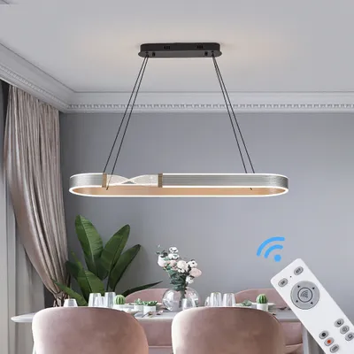 Immagine prodotto di Lampada a sospensione a LED TY8224-100 Telecomando o app per cellulare Colore della luce/luminosità regolabile Struttura in alluminio laccato oro nero molto leggera