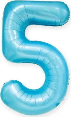 Productafbeelding van Folieballon, cijfer 5, kleur blauw, pastelkleur, diameter 100 cm