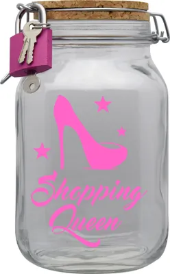 Produktbild von Spardose Geld Geschenk Ideen Shopping Queen Transparent Größe XL 2 Liter