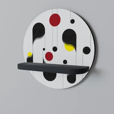 Produktbild von SPACEREBELS Wandregal Holz - dekoratives Hängeregal - Schweberegal für Wohnzimmer - Regalbrett Kinderzimmer Schlafzimmer - Rundes Regal für Wände - 34 x 34 Schwarzes Finish