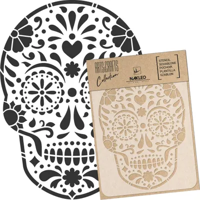 Produktbild von Malschablone für Handwerk A3 30x42cm, Mexikanischer Schädel Allerseelen Muster, Wiederverwendbare Kunststoff DIY & Scrapbooking Zeichenschablone