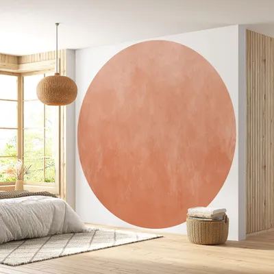Produktbild von Runde Tapete / Kreis - Lumaléa - Lachsorange - Trendfarbe - Standardpapier 170 g, abwaschbar - Durchmesser 130 cm
