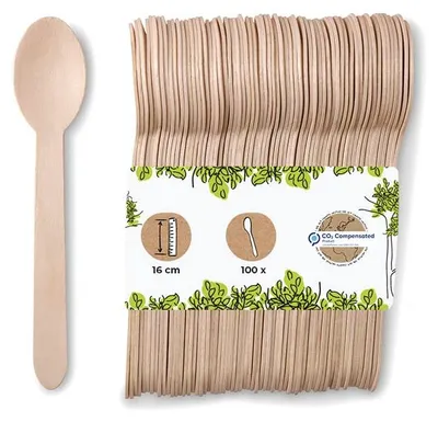 Holzlöffel Wegwerf 16,5 cm, 100 Stück, biologisch abbaubar