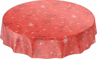 Produktbild von Tischdecke Wachstuch Weihnachten Rot Robust Wasserabweisend Rund 100 cm