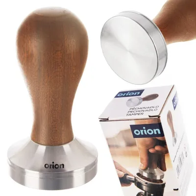 Produktbild von Orion Kaffeestampfer Tamper Kaffeetamper aus Edelstahl mit Holzgriff 5x9,5 cm