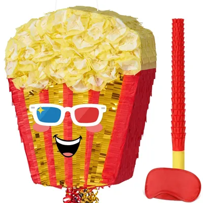 Popcorn-Piñata-Set, Retro-Kinoform, 41,9x31,5x7,6 cm, inkl. Zubehör