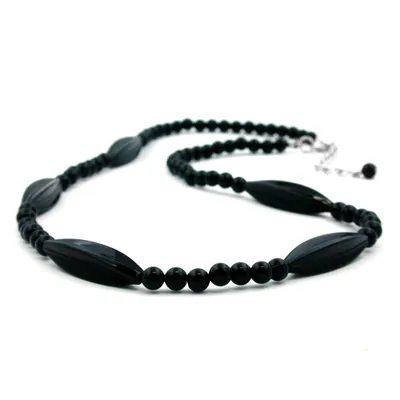 Produktbild von Kette 30x9mm Rillenolive Kunststoff schwarz glänzend 50cm schwarz 50 cm