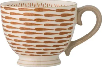 Produktbild von Bloomingville Becher MAPLE Orange Weiß 420 ml Kaffeebecher Keramik Tasse