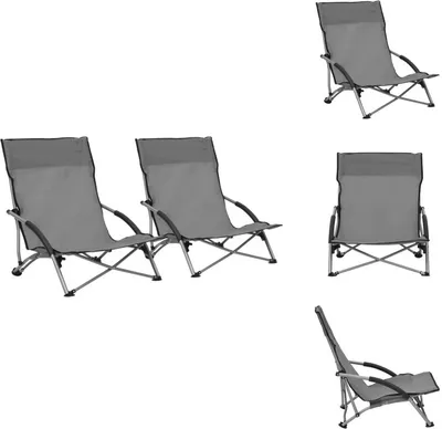 Produktbild von vidaXL Klappbare Strandstühle 2 Stk. Grau Stoff -  Gartenstühle