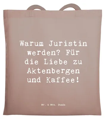 Produktbild von Mr. & Mrs. Panda Shopping Tasche Spruch Juristin Liebe - Braun Pastell - Geschenk, Tote Bag, Stoffbeutel, Beutel, Berufspassion, Beruf, Leben als, Schultasche, Berufe