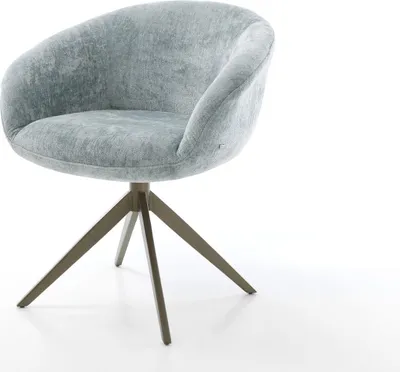 Produktbild von DELIFE Drehstuhl Vinka-Flex mit Armlehnen Chenille Pastellblau Kreuzgestell breit Effektfinish Titan 360° drehbar Wippfunktion Taschenfederkern