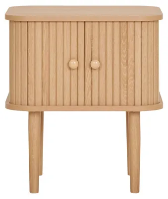 Produktbild von Nikko - Nachttisch mit 2 Türen aus MDF und natürlichem Kiefernholz 45x40x50 cm