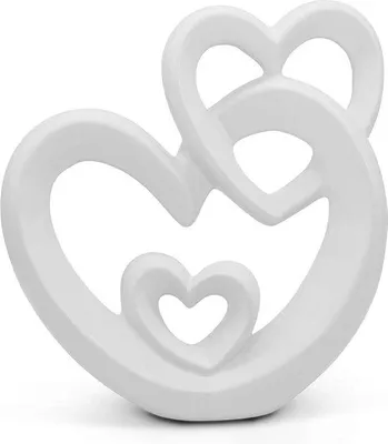 Productafbeelding van Famanu Decoratieve Hartvormige Ornament 23 cm - Modern keramisch hart in wit
