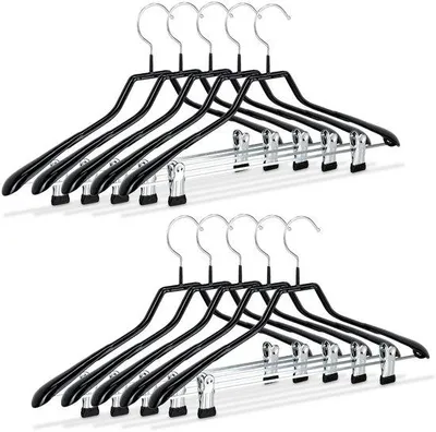 Produktbild von Famanu Kleiderbügel Set – 10 rutschfeste, platzsparende Metallbügel, 42 cm, schwarz