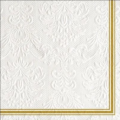 Produktbild von Servietten Papier 33x33cm Elegance geprägt 15 Stück Weiß / Gold