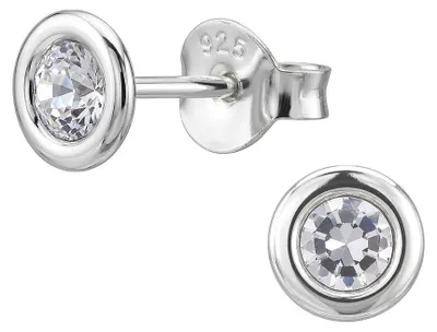 Produktbild von Kristall Ohrstecker rund: Ohrringe Silber 925