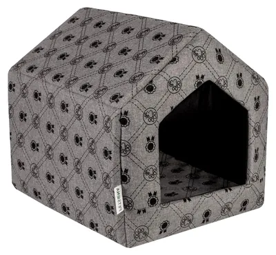 Produktbild von Hundehöhle Faltbare Hundehütte Hundebett Katzenbett Haustierbett Schlafplatz Größe L, Grau/Medaillen