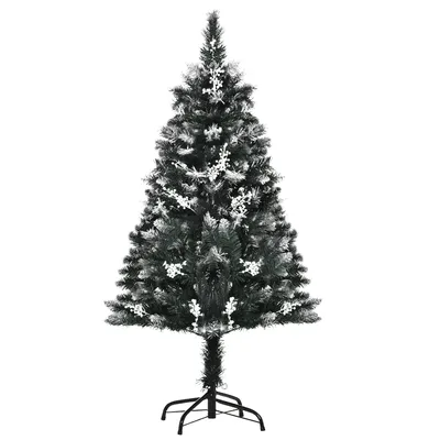 Obrázok produktu pre Umelý vianočný stromček 830-359, so snehom, dizajn jedle, 222 konárov, nehorľavé PVC, tmavozelený, 60 x 120 cm