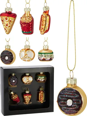 Productafbeelding van Eten set6 hangdeco 5 cm glas Nampook
