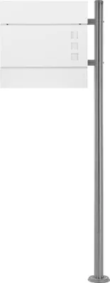 Produktbild von ECD Germany Standbriefkasten mit Zeitungsfach, Design Briefkasten mit Pfosten, Briefkastenständer Silber 120 cm Edelstahl