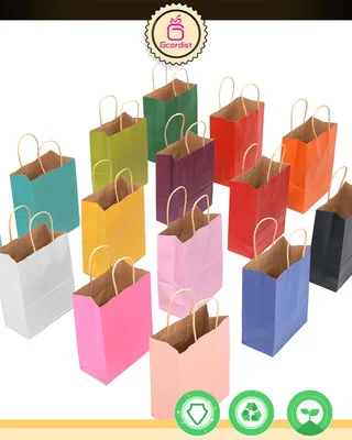 Produktbild von Papiergeschenktüten mit Griff 21 x 15 x 8 cm in 16 verschiedenen Farben - 16 Stück