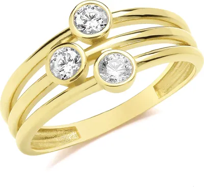 Produktbild von Wunderschöner 9 Karat (375) Gold Trilogie Damen - Ring mit Zirkonia, 55 (17.5); TRS36090RSO