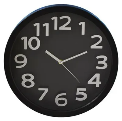 Produktbild von Wanduhr 33cm schwarz chrom Küchenuhr Bahnhofsuhr Wohnzimmeruhr Bürouhr Wanddeko