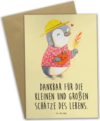 Produktbild von Mr. & Mrs. Panda babykarte Erntedankfest Schätze - Gelb Pastell - Geschenk, Herbst, Dankbarkeit, osterkarten, Grußkarte, kommunionskarte, Familienfeste, Gemeinschaft