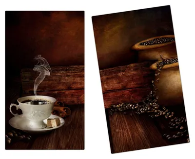 Produktbild von Spritzschutz Herdabdeckplatte Schneidebrett aus Glas Design aus Kaffee 2-Teilig (60x52cm)