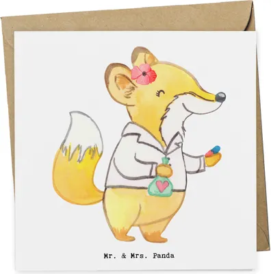 Produktbild von Mr. & Mrs. Panda Grußkarte Apothekerin Herz - Weiß - Geschenk, Arzt, doppelkarte, Klappkarte, anlasskarte, Pharmazie, Glückwunschkarte, faltkarte, Approbation, krank