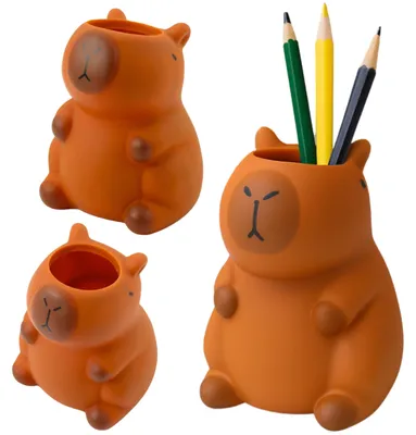 Obrázok produktu pre Držiak na perá a písacie potreby vo forme sošky kapybary, hnedý, 10 x 7 cm