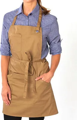Produktbild von Le Chef Prep DE113 | Latzschürze Le Prep Utility Apron - Farbe: Khaki - Größe: 91 x 71 cm