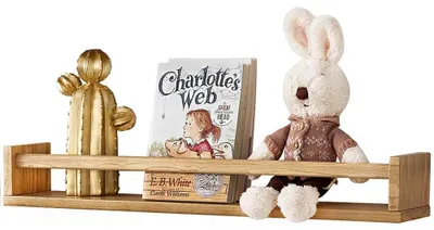 Image de Étagères murales flottantes en bois, idéales pour les chambres d'enfants et les salons