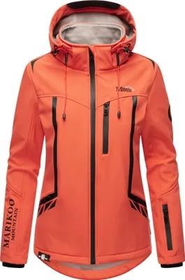 Produktbild von Marikoo Damen Softshell Jacke Outdoor Übergangs Funktions Regenjacke mit Kapuze MOUNT-CHO-OYU Coral Gr. 36 - S