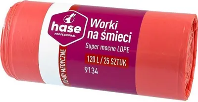 Zdjęcie produktu dla Worki do segregacji 120l odpady medyczne HASE SUPER MOCNE 25 szt. czerwone