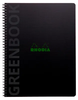 Produktbild von Rhodia 5x Greenbook A4+ mit Spiralbindung 80 Blatt liniert 90g Schwarz 119914C