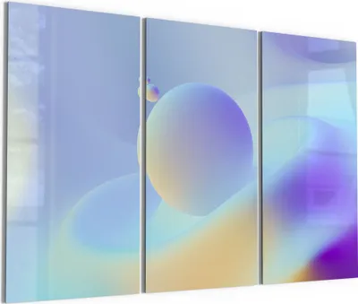 Produktbild von DEQORI Glasbild Echtglas 3x50x100 cm '3D Lowpoly Kugeln' Wandbilder XXL groß